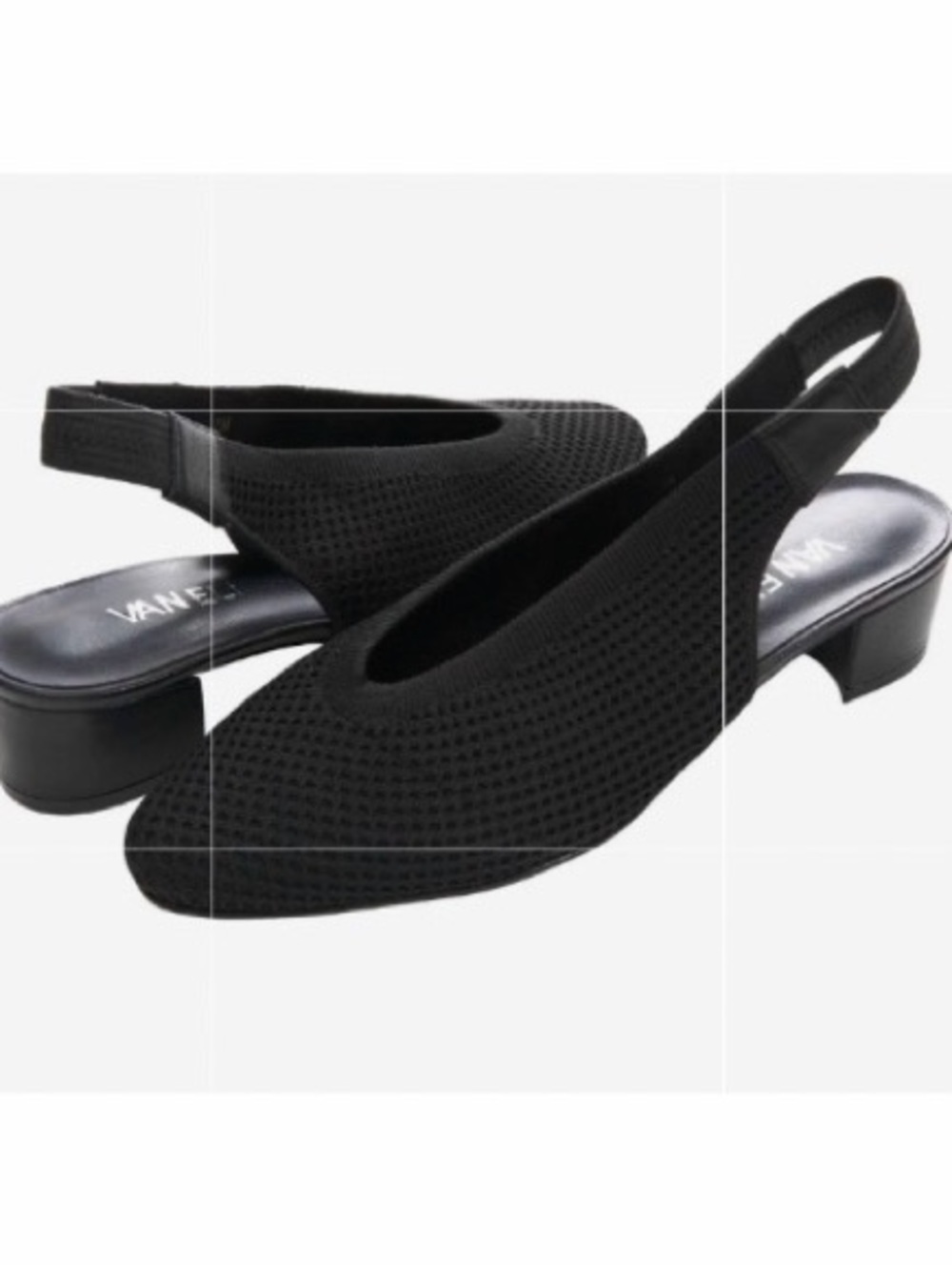 Vaneli Black Knit Slingback‎ Block Heel Pumps woman 9 narrow comfort stretch